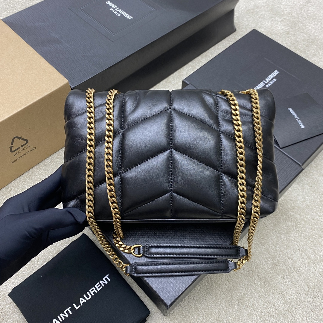 YSL PUFFER IN LEATHER BLACK 23 X 15.5 X 5.8 CM