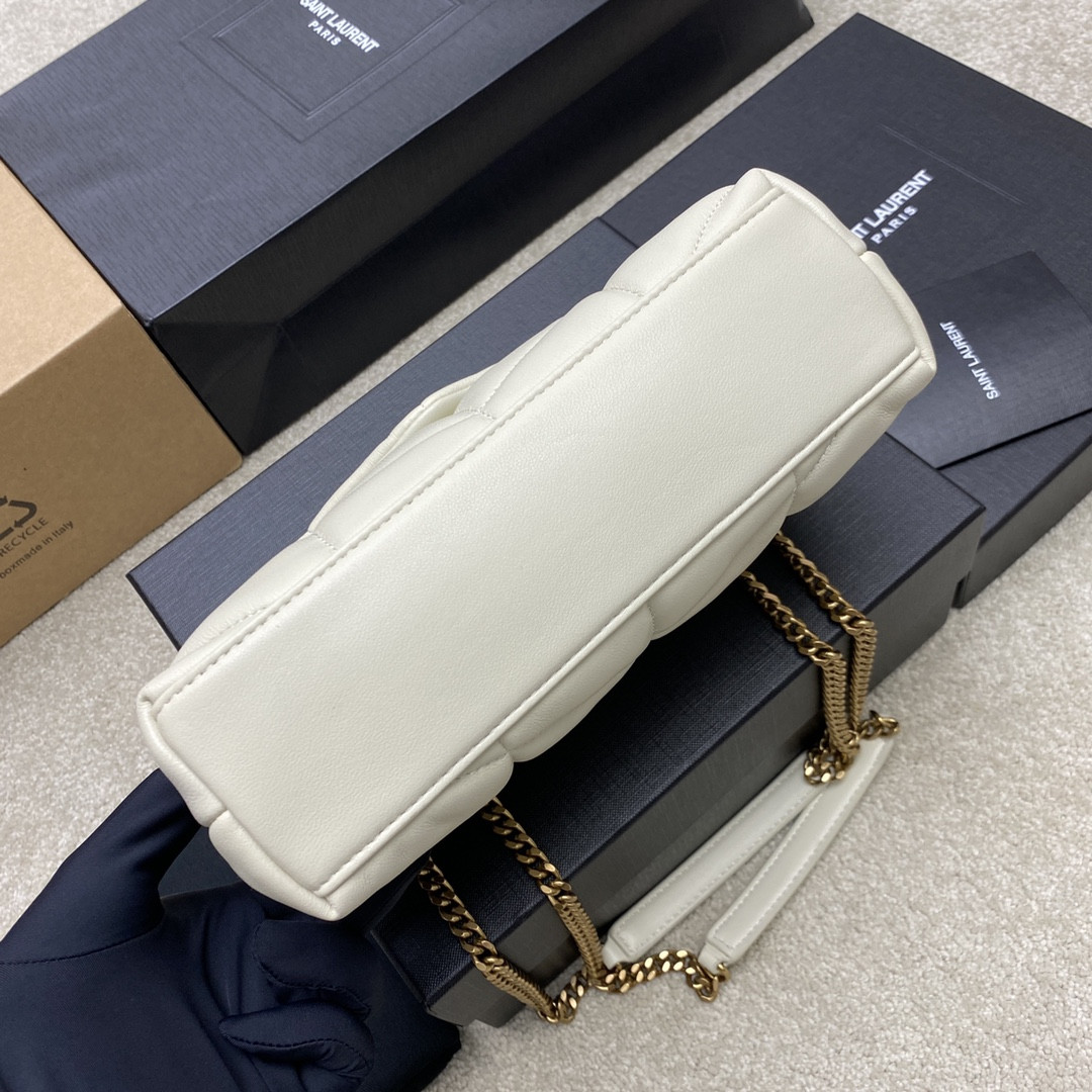 YSL PUFFER IN LEATHER WHITE 23 X 15.5 X 5.8 CM