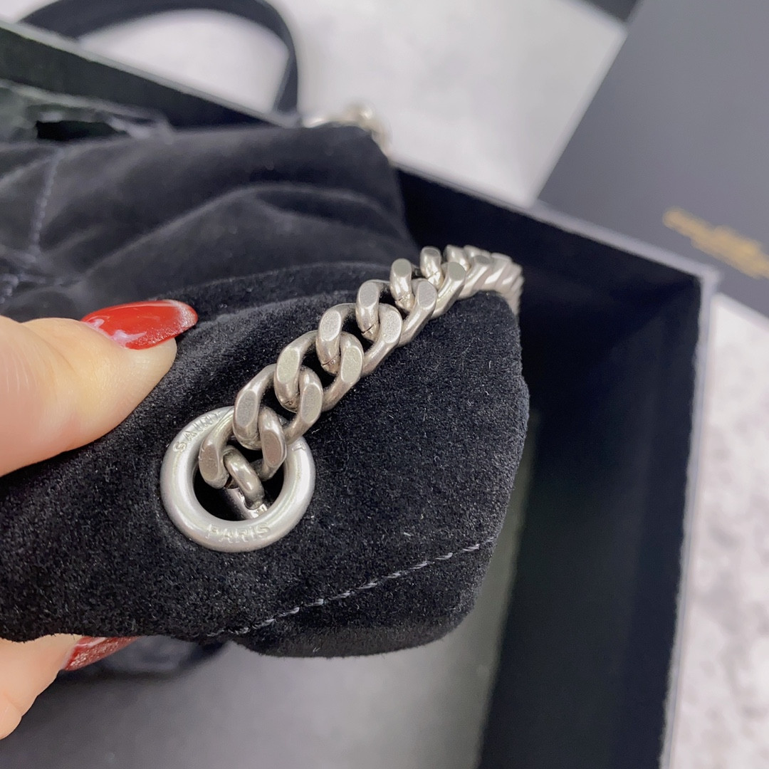 YSL PUFFER IN SUEDE BLACK 23 X 15.5 X 5.8 CM