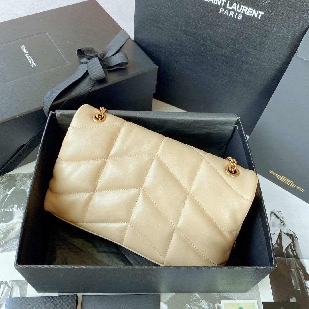 YSL PUFFER IN LEATHER BEIGE 23 X 15.5 X 5.8 CM