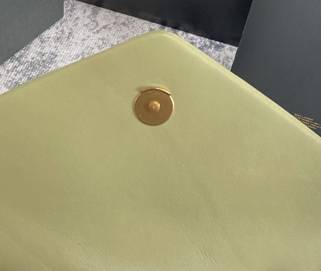 YSL LOULOU SMALL IN QUILTED LEATHER GREEN 9 X 6.1 X 3.3 INCHES