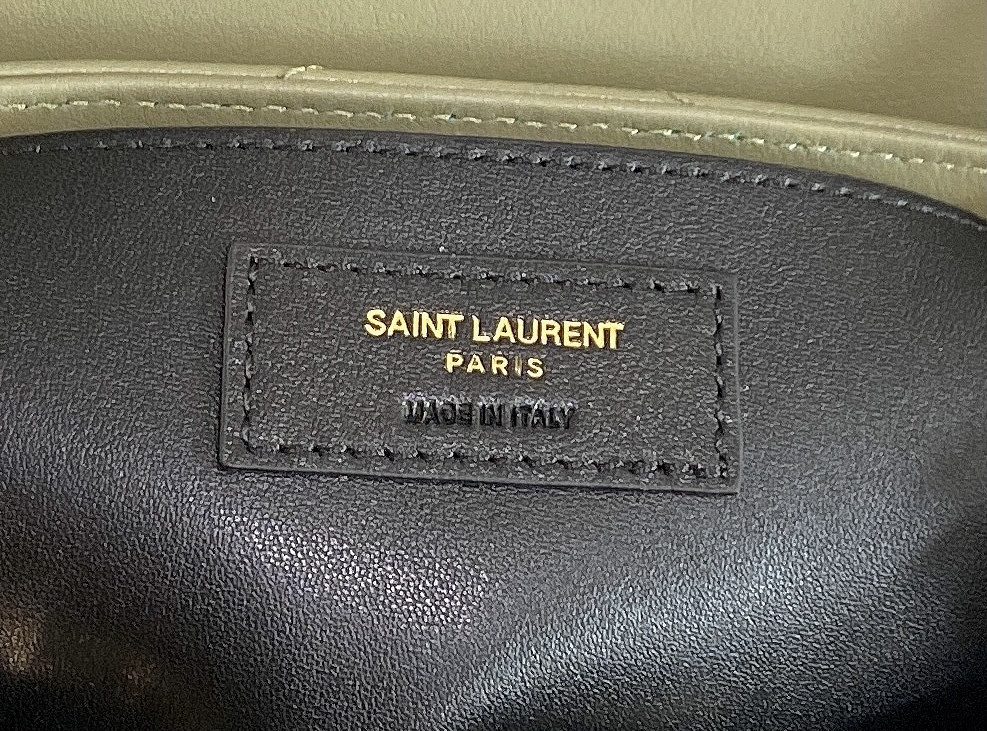 YSL LOULOU SMALL IN QUILTED LEATHER GREEN 9 X 6.1 X 3.3 INCHES