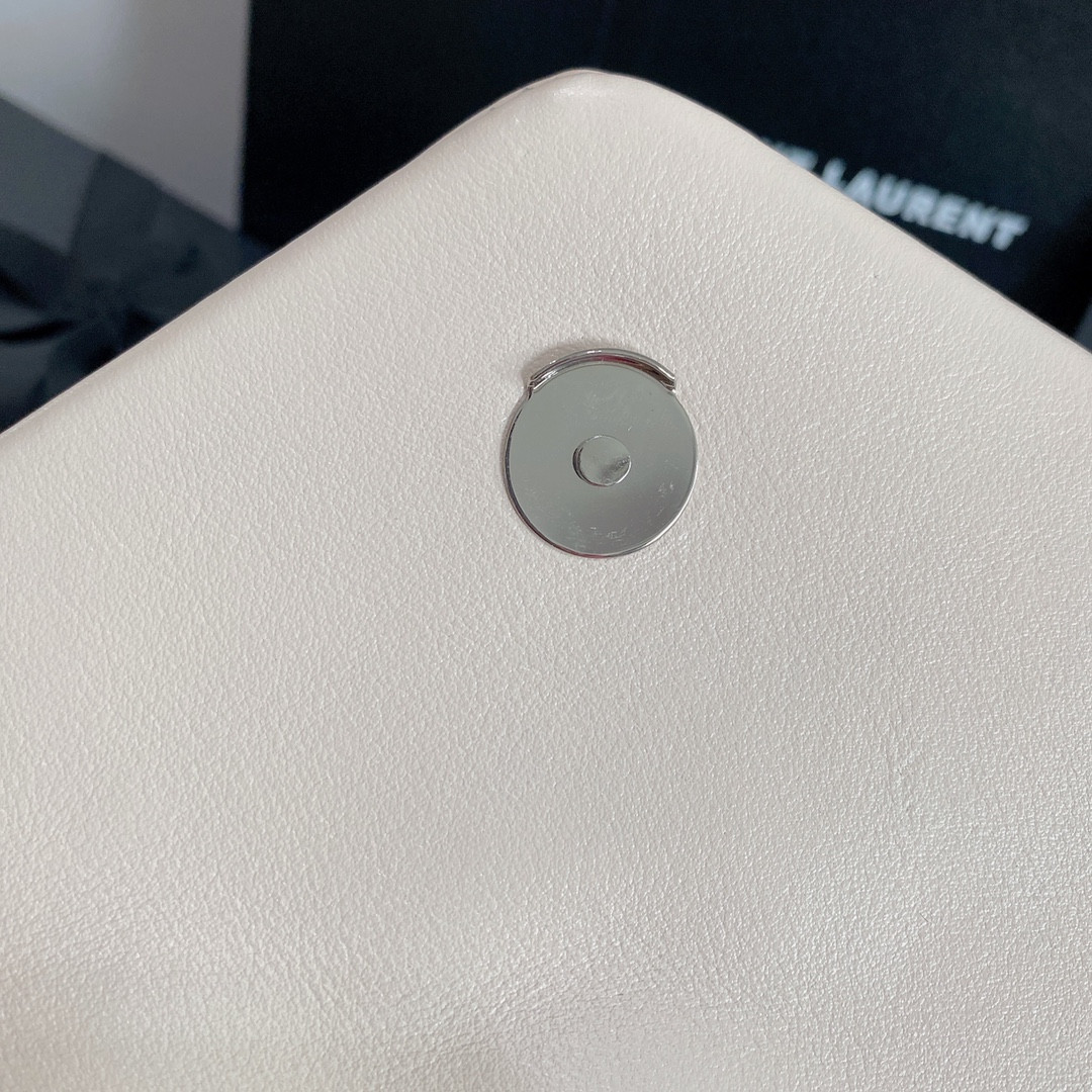 YSL LOULOU SMALL IN QUILTED LEATHER WHITE 9 X 6.1 X 3.3 INCHES