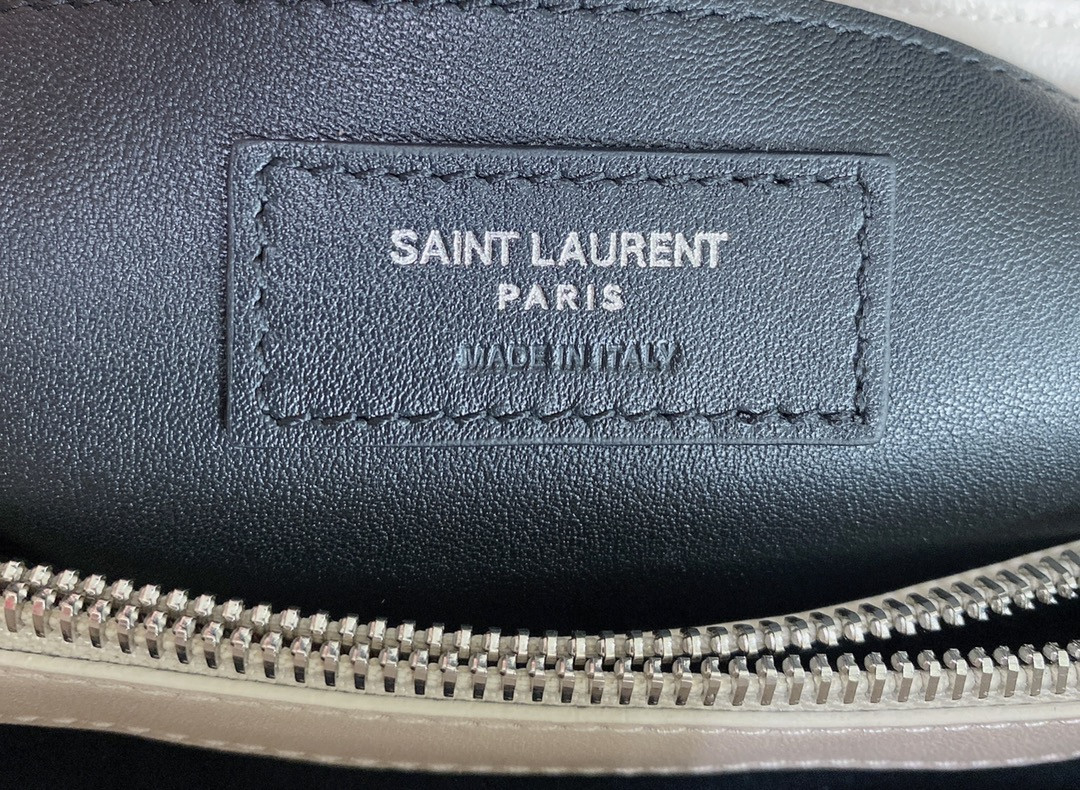 YSL LOULOU SMALL IN QUILTED LEATHER WHITE 9 X 6.1 X 3.3 INCHES