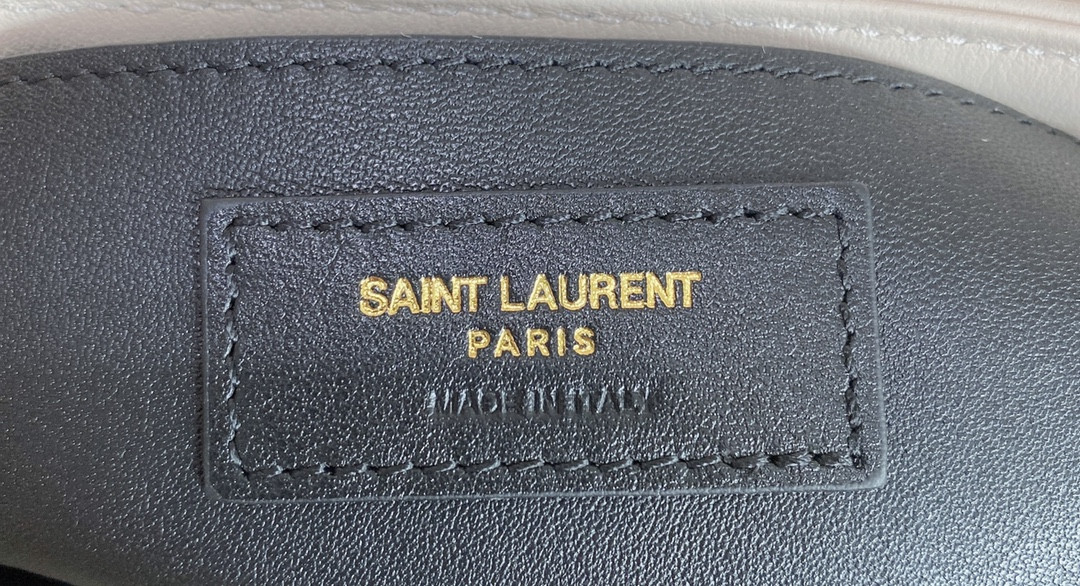 YSL LOULOU SMALL IN QUILTED LEATHER WHITE GOLD 9 X 6.1 X 3.3 INCHES