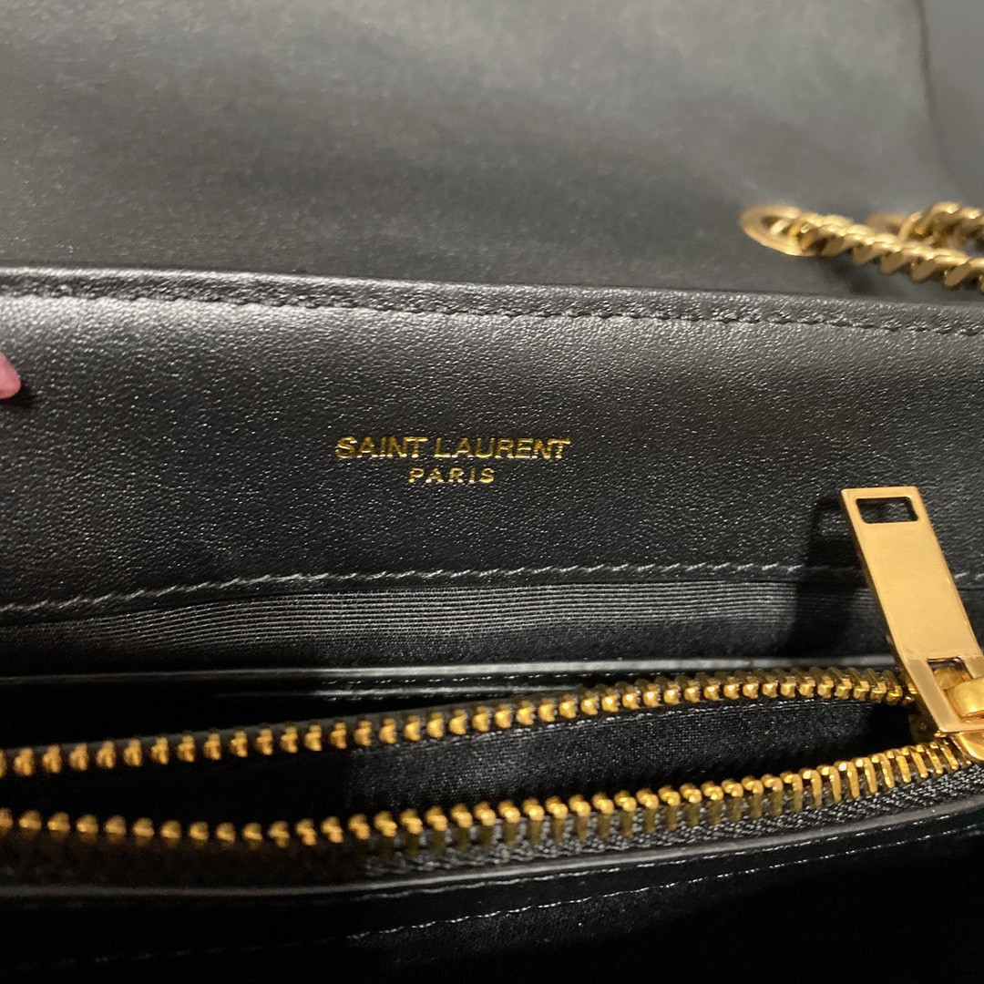 YSL LOULOU SMALL IN QUILTED LEATHER BLACK GOLD 9 X 6.1 X 3.3 INCHES