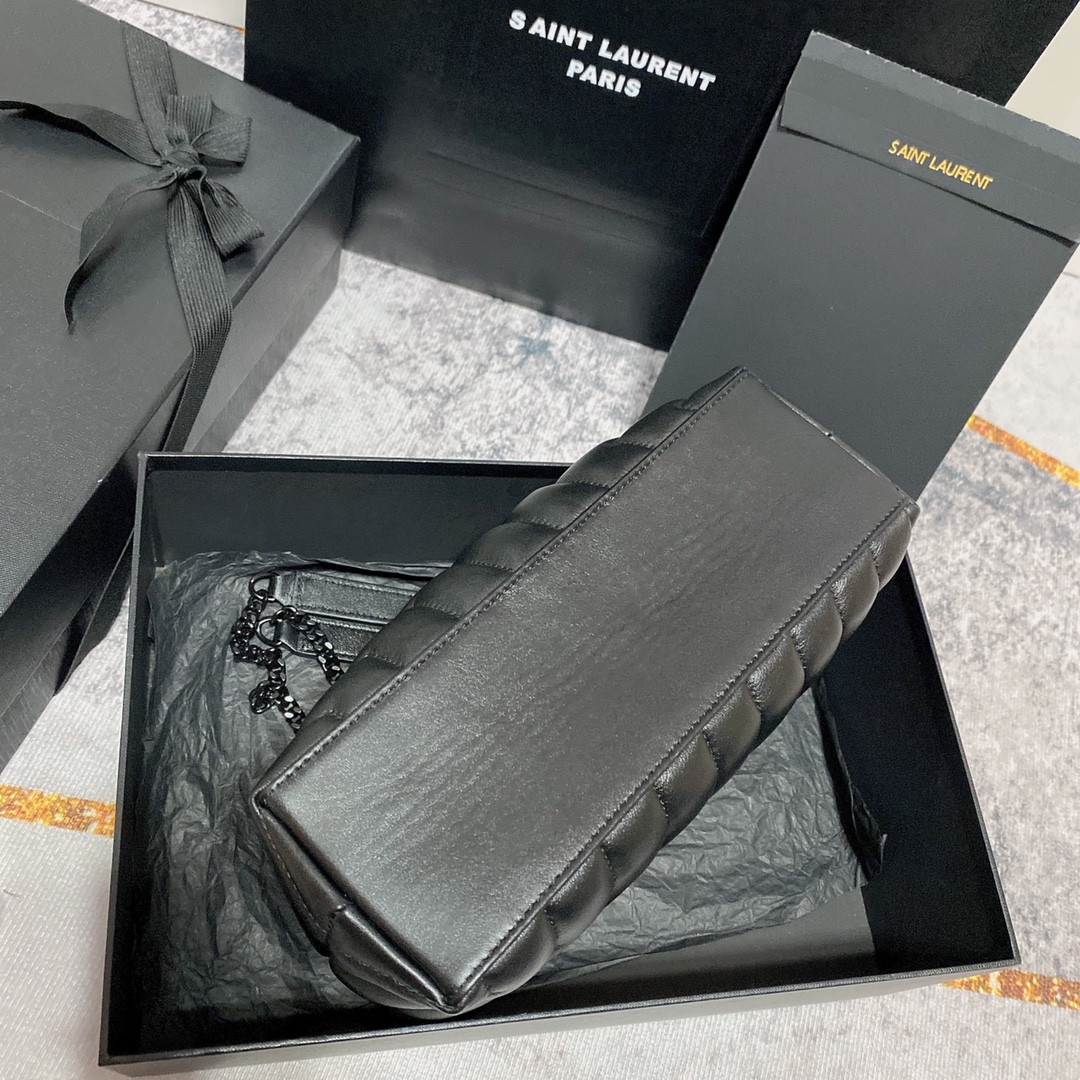 YSL LOULOU SMALL IN QUILTED LEATHER BLACK 9 X 6.1 X 3.3 INCHES