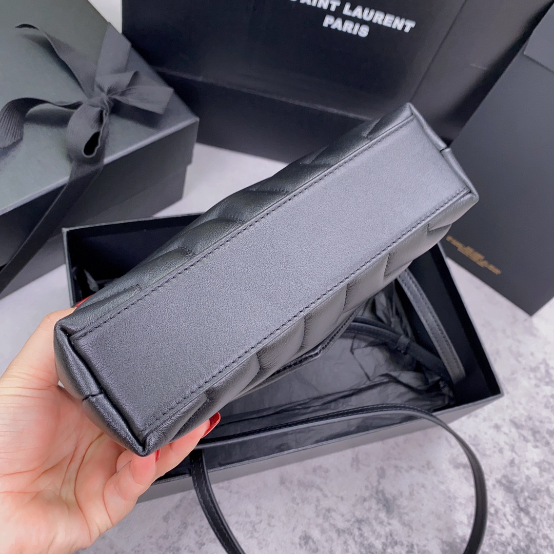 YSL TOY LOULOU IN QUILTED LEATHER BLACK 7.9 X 5.5 X 3 INCHES