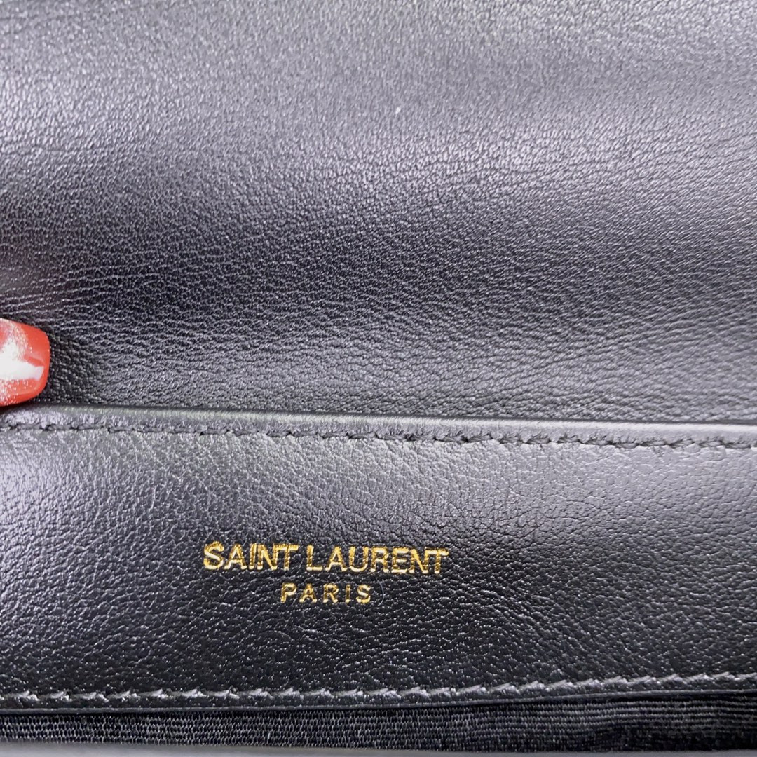 YSL TOY LOULOU IN QUILTED LEATHER BLACK 7.9 X 5.5 X 3 INCHES