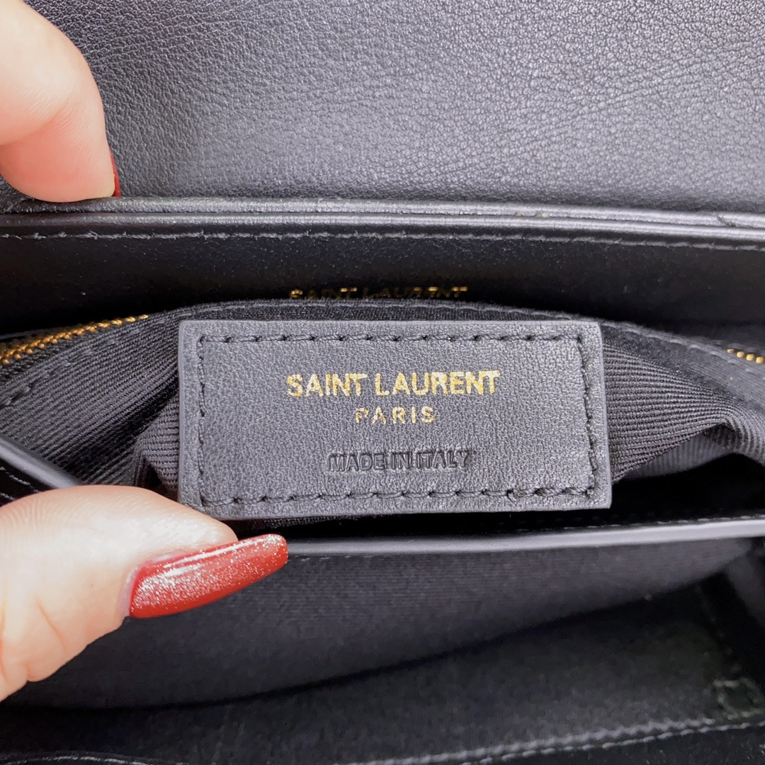 YSL TOY LOULOU IN QUILTED LEATHER BLACK 7.9 X 5.5 X 3 INCHES