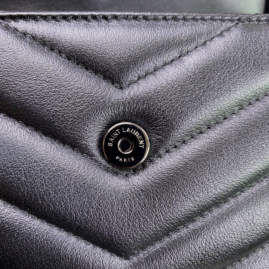 YSL TOY LOULOU IN QUILTED LEATHER ALL BLACK 7.9 X 5.5 X 3 INCHES