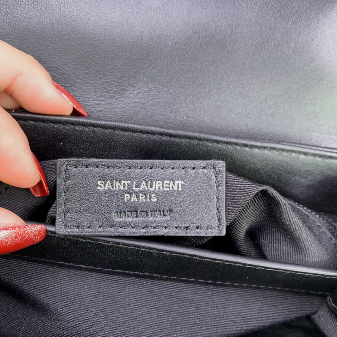 YSL TOY LOULOU IN QUILTED LEATHER ALL BLACK 7.9 X 5.5 X 3 INCHES