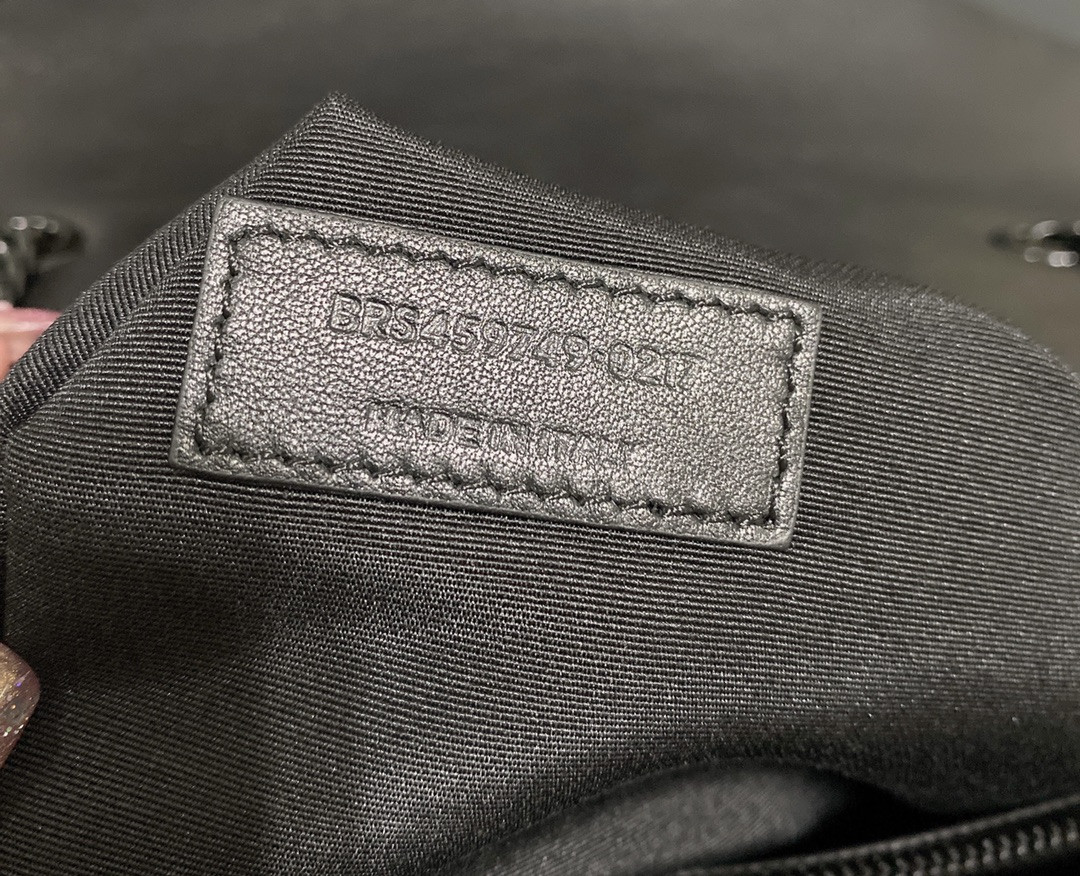 YSL LOULOU MEDIUM IN QUILTED LEATHER ALL BLACK 12.5 X 8.6 X 3.5 INCHES