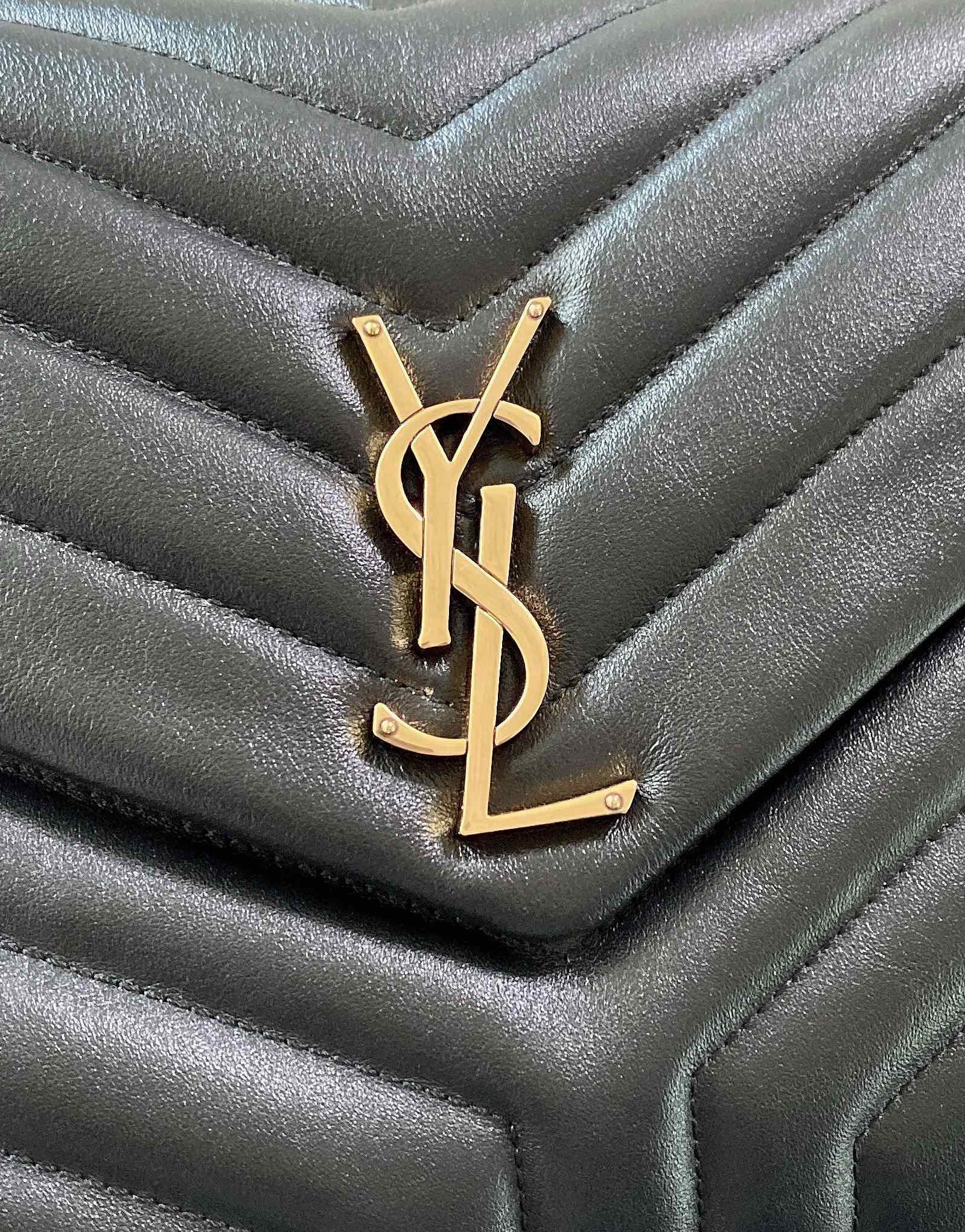 YSL LOULOU MEDIUM IN QUILTED LEATHER BLACK 12.5 X 8.6 X 3.5 INCHES
