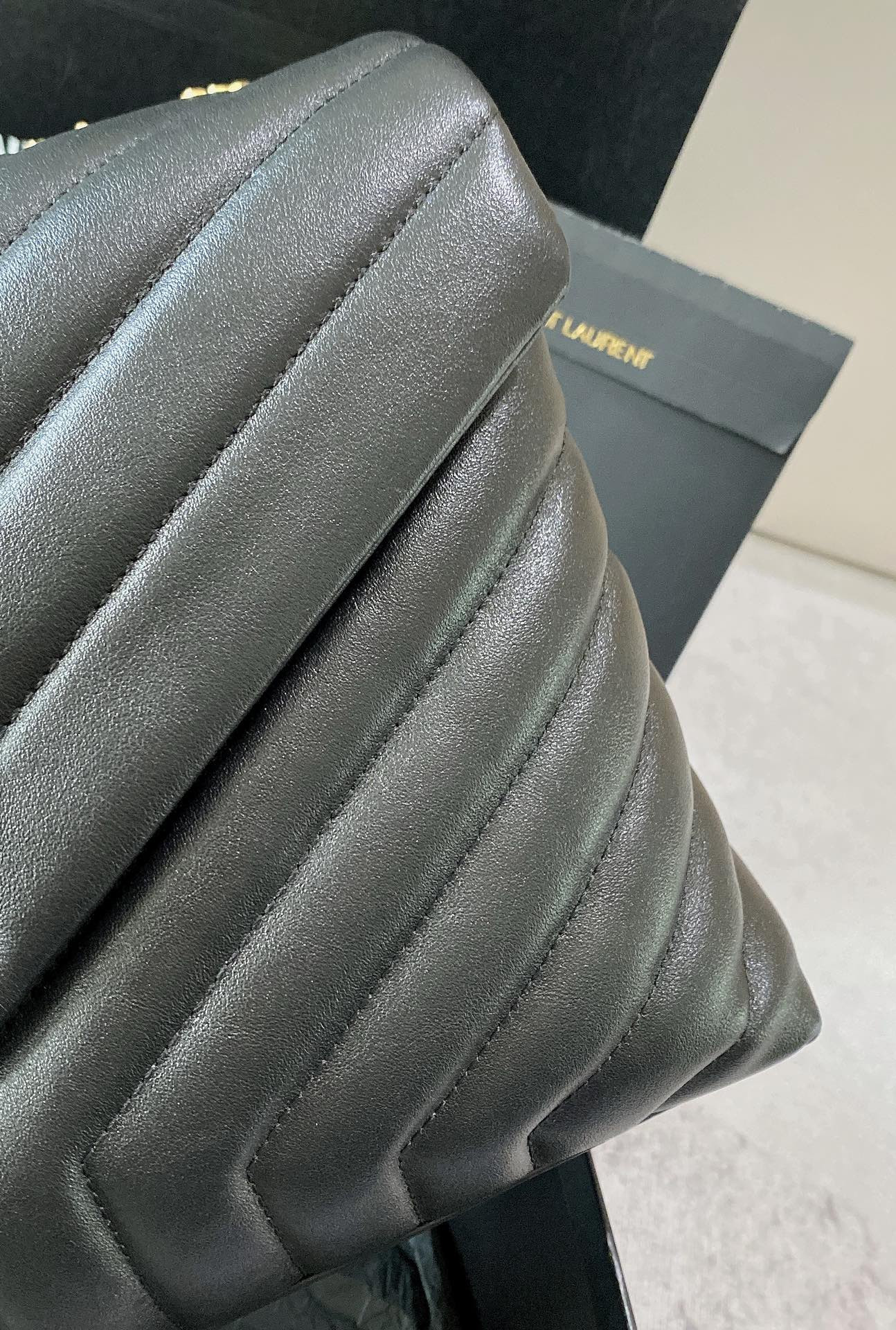 YSL LOULOU MEDIUM IN QUILTED LEATHER BLACK 12.5 X 8.6 X 3.5 INCHES