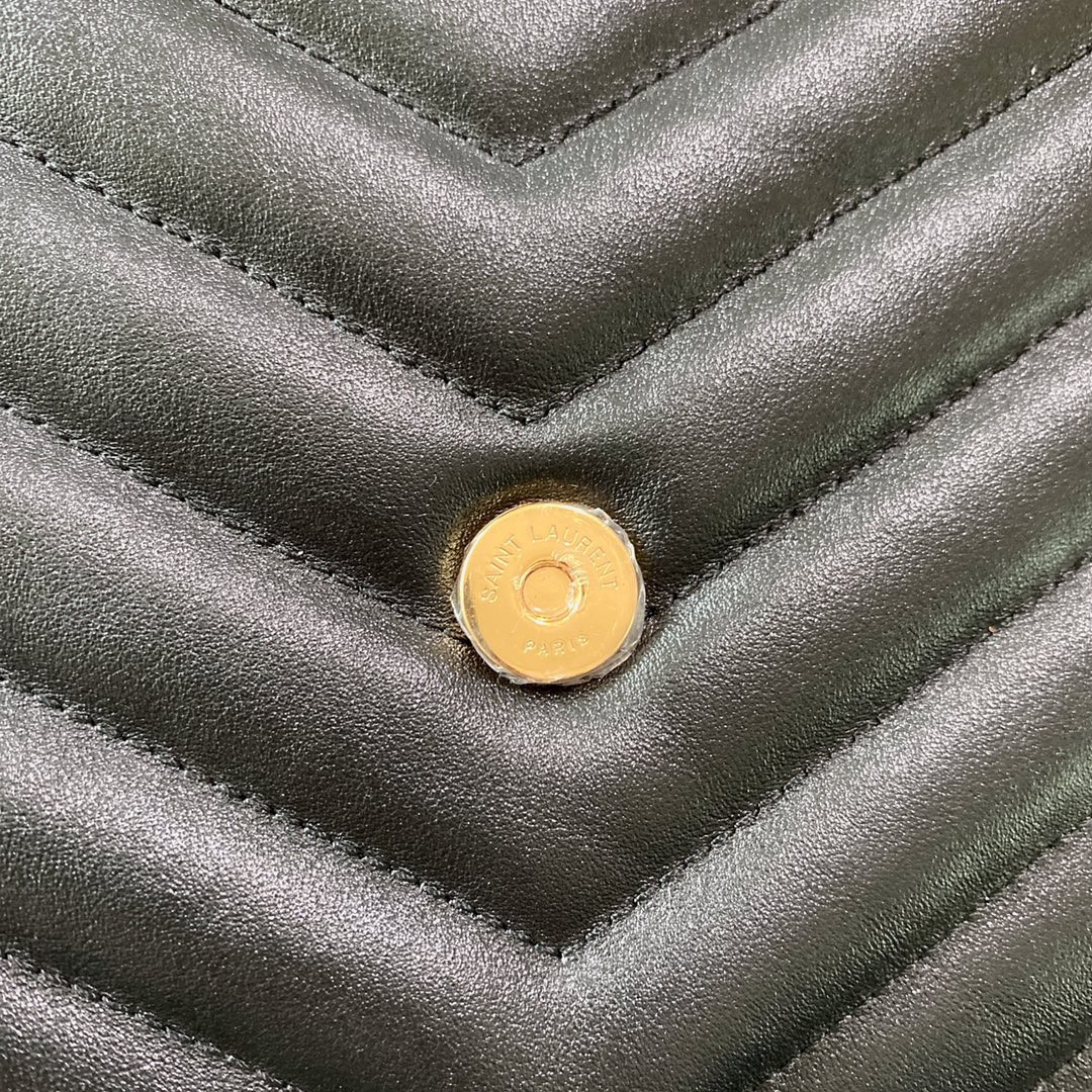 YSL LOULOU MEDIUM IN QUILTED LEATHER BLACK 12.5 X 8.6 X 3.5 INCHES