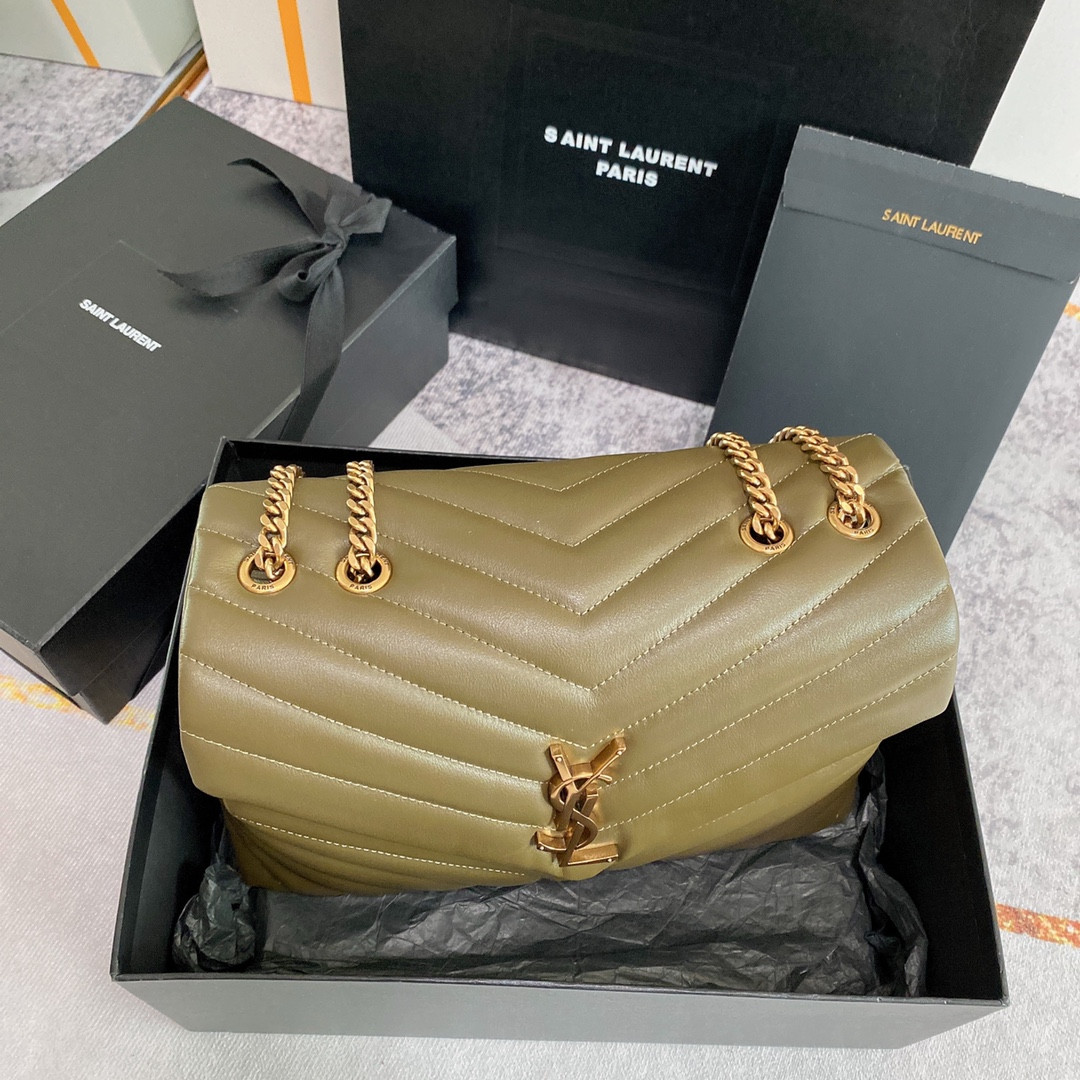 YSL LOULOU MEDIUM IN QUILTED LEATHER 12.5 X 8.6 X 3.5 INCHES