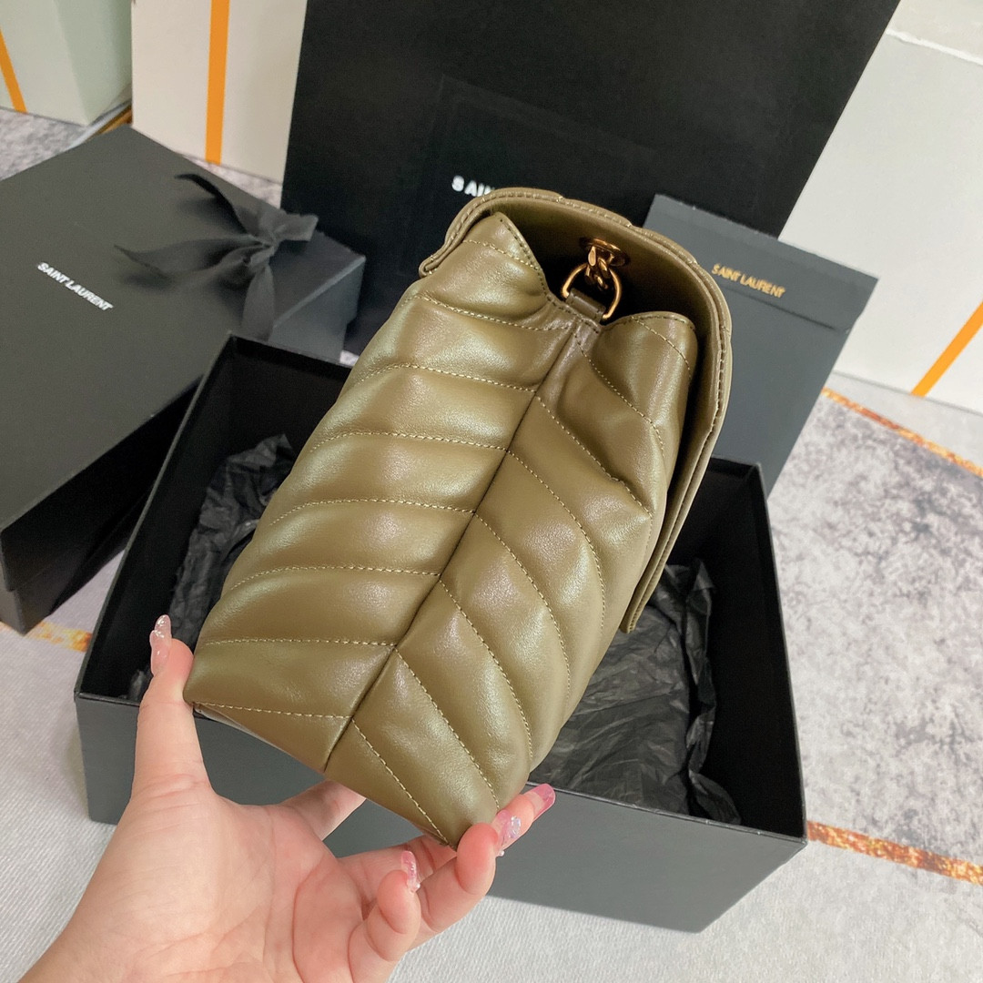 YSL LOULOU MEDIUM IN QUILTED LEATHER 12.5 X 8.6 X 3.5 INCHES