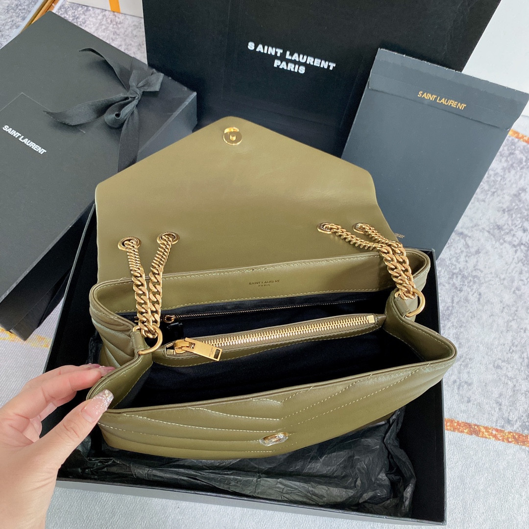 YSL LOULOU MEDIUM IN QUILTED LEATHER 12.5 X 8.6 X 3.5 INCHES