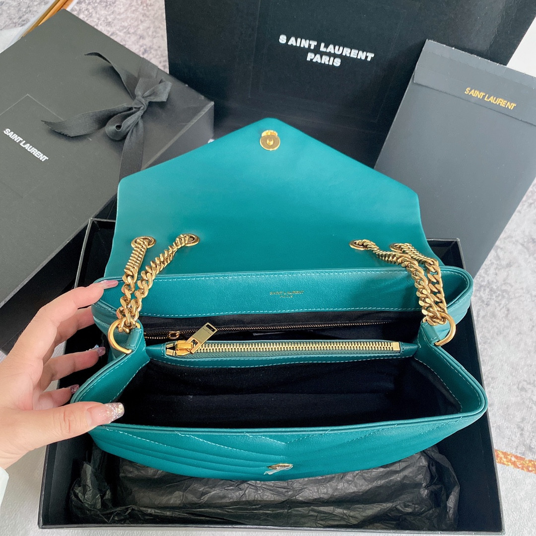 YSL LOULOU MEDIUM BAG IN Y-QUILTED LEATHER BAG 12.5 X 8.6 X 4.7 INCHES