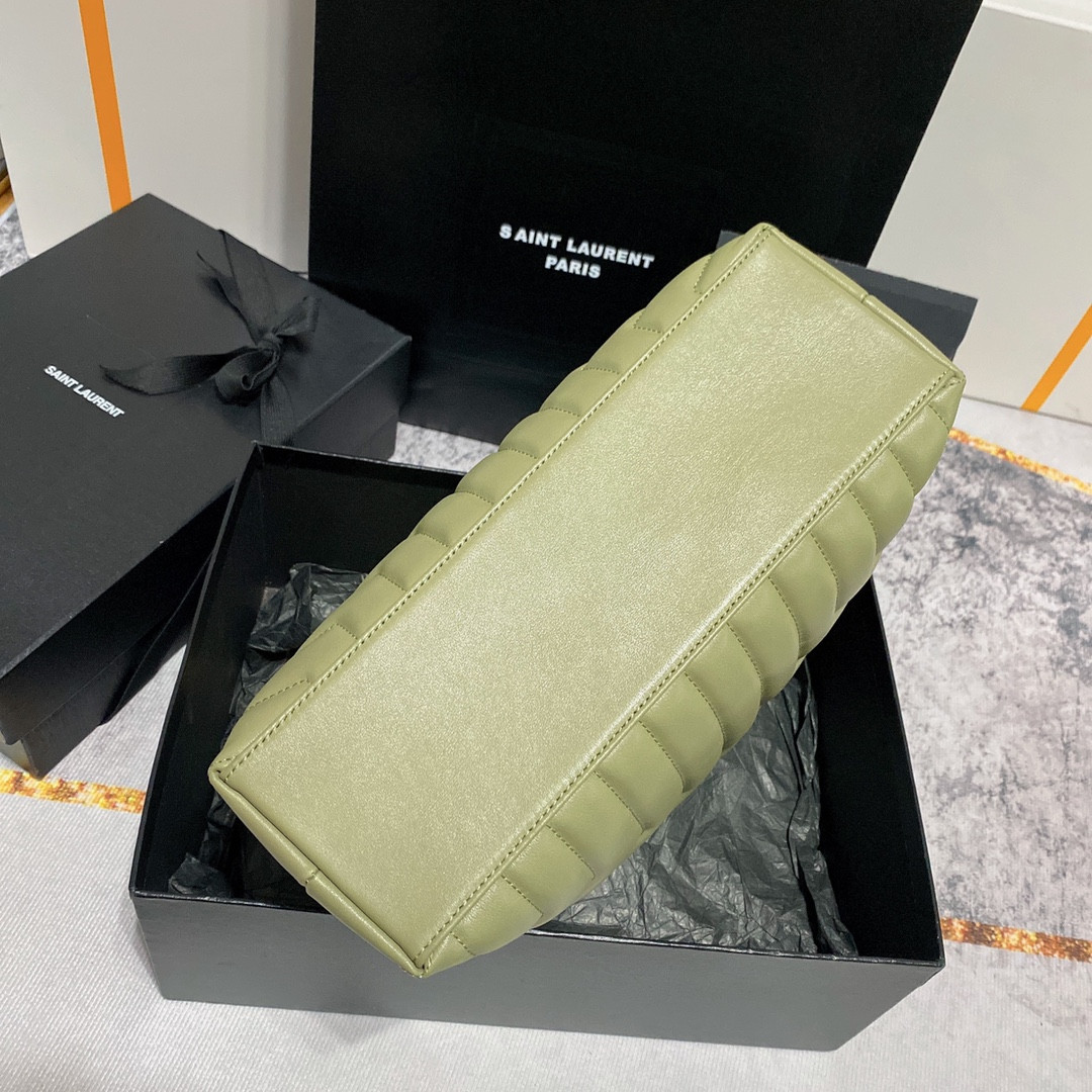YSL LOULOU MEDIUM IN QUILTED LEATHER GREEN 12.5 X 8.6 X 3.5 INCHES