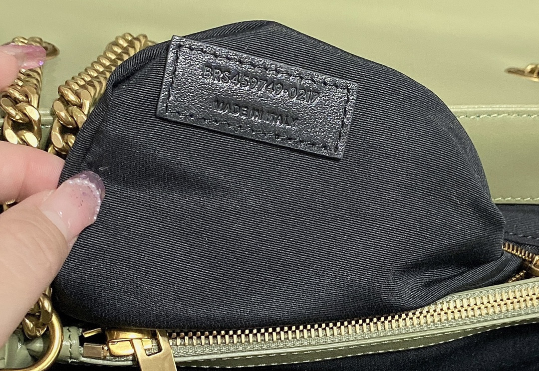 YSL LOULOU MEDIUM IN QUILTED LEATHER GREEN 12.5 X 8.6 X 3.5 INCHES