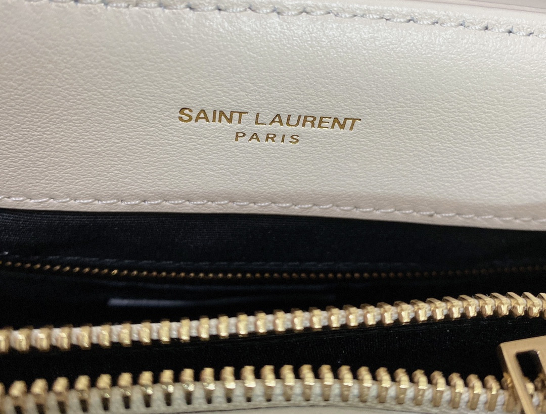 YSL LOULOU MEDIUM IN QUILTED LEATHER BLANC VINTAGE 12.5 X 8.6 X 3.5 INCHES