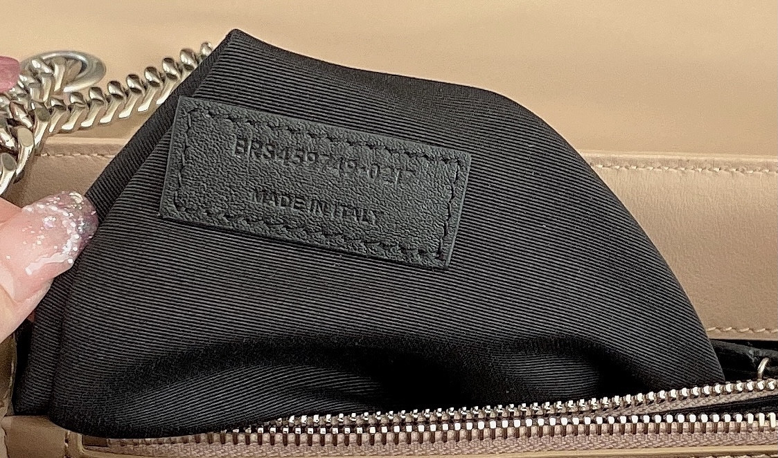 YSL LOULOU MEDIUM IN QUILTED LEATHER DARK BEIGE SILVER 12.5 X 8.6 X 3.5 INCHES