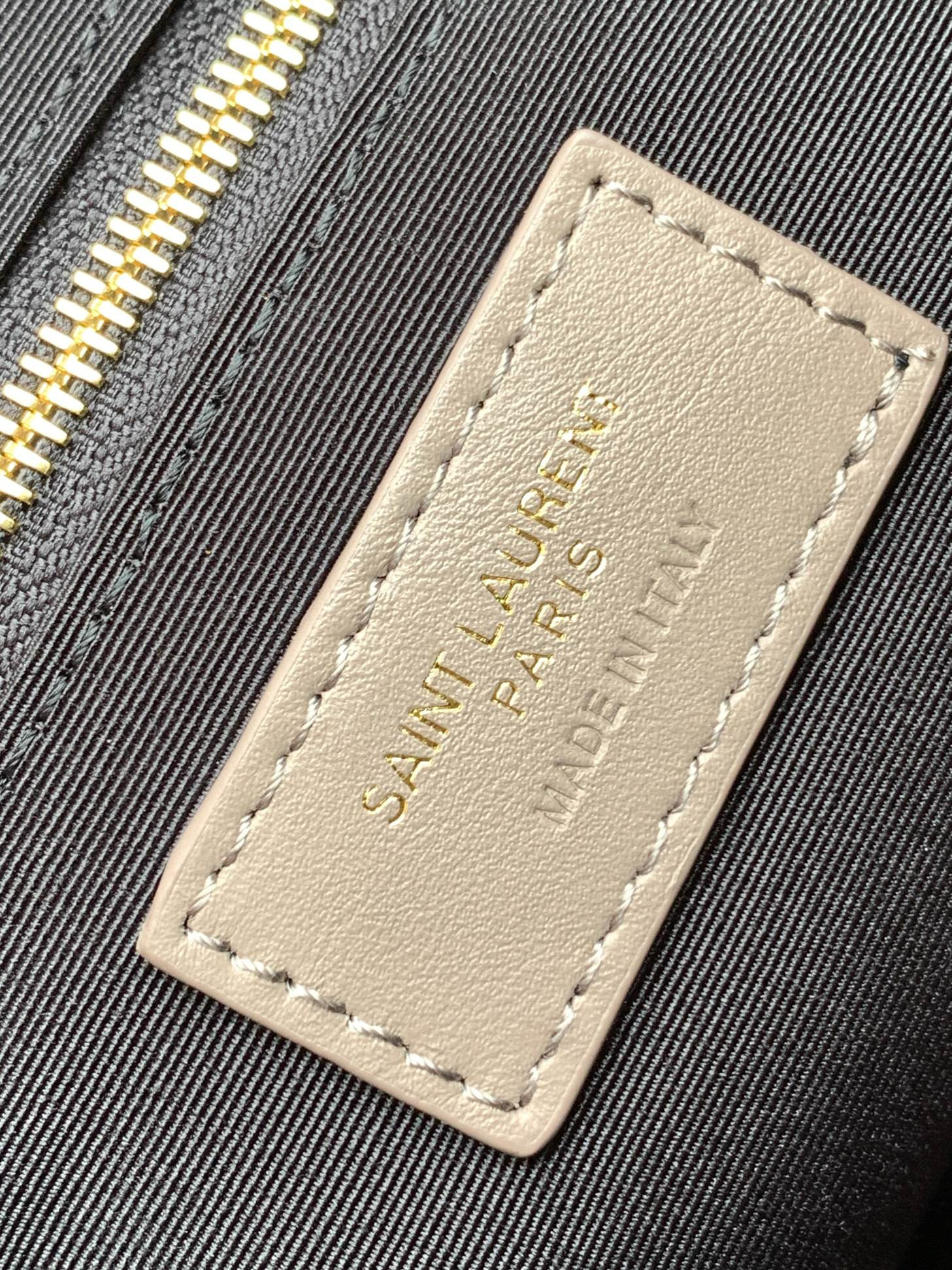 YSL LOULOU MEDIUM IN QUILTED LEATHER GRAY 12.5 X 8.6 X 3.5 INCHES