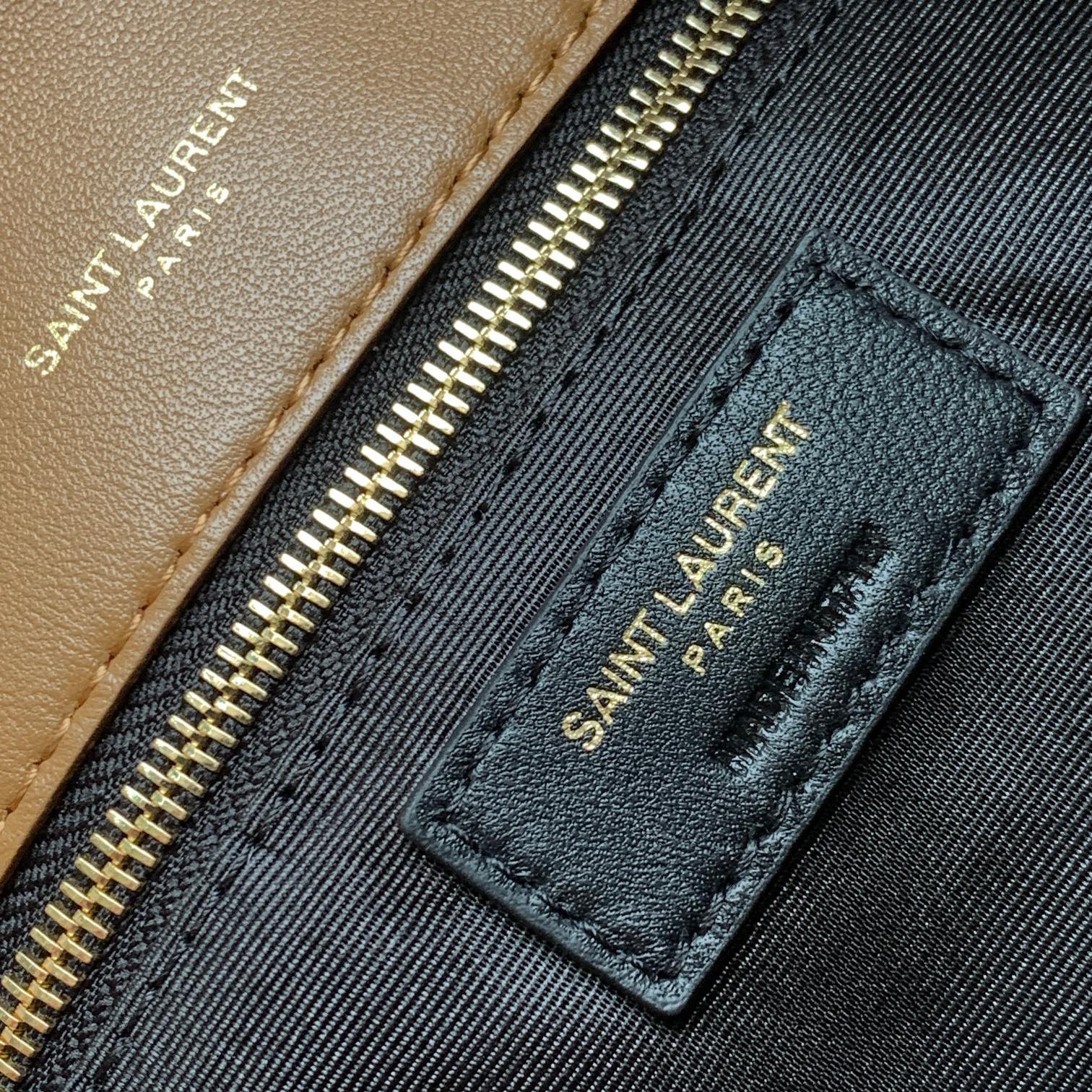 YSL PUFFER MEDIUM IN NAPPA LEATHER BROWN 13.7 X 9 X 5.3 INCHES