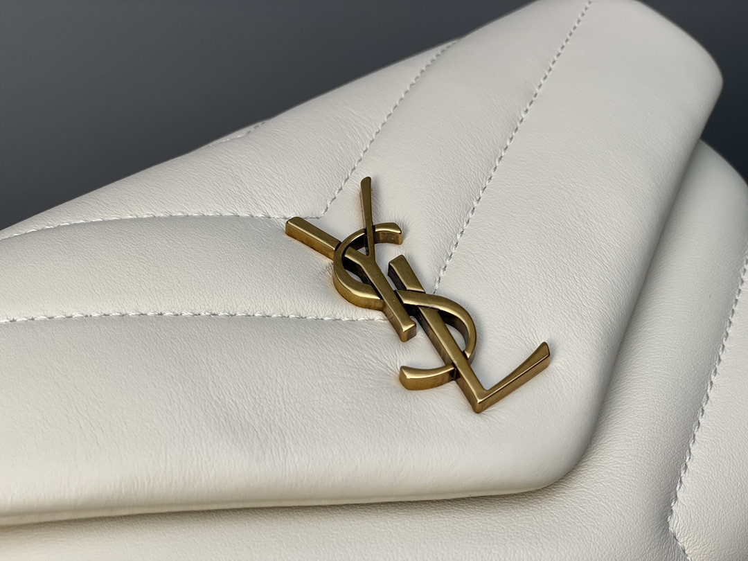 YSL TOY LOULOU IN QUILTED LEATHER WHITE 7.9 X 5.5 X 3 INCHES