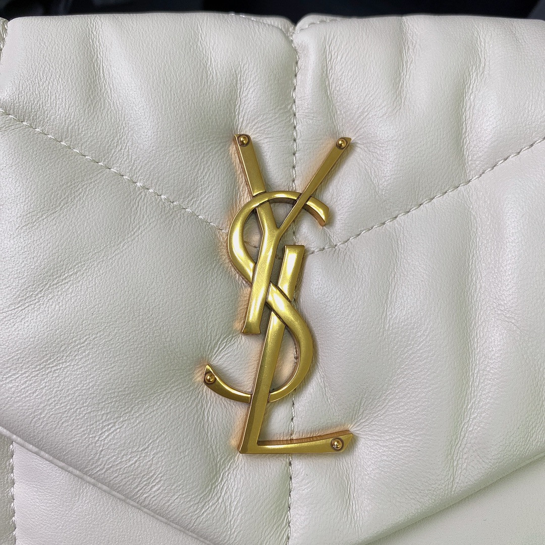 YSL PUFFER SMALL IN NAPPA LEATHER WHITE 11.4 X 6.6 X 4.3 INCHES