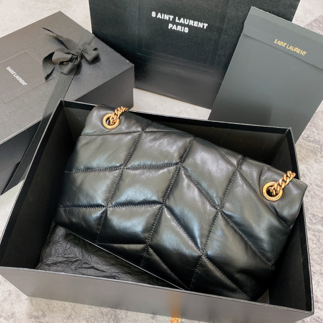 YSL PUFFER SMALL IN NAPPA LEATHER BLACK 11.4 X 6.6 X 4.3 INCHES