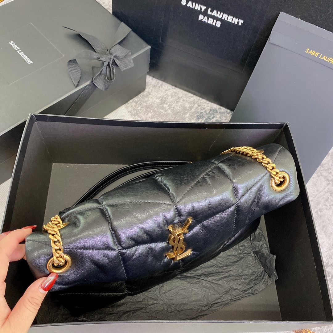 YSL PUFFER SMALL IN NAPPA LEATHER BLACK 11.4 X 6.6 X 4.3 INCHES