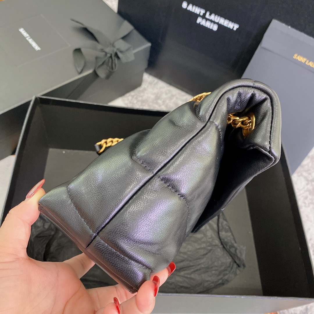 YSL PUFFER SMALL IN NAPPA LEATHER BLACK 11.4 X 6.6 X 4.3 INCHES