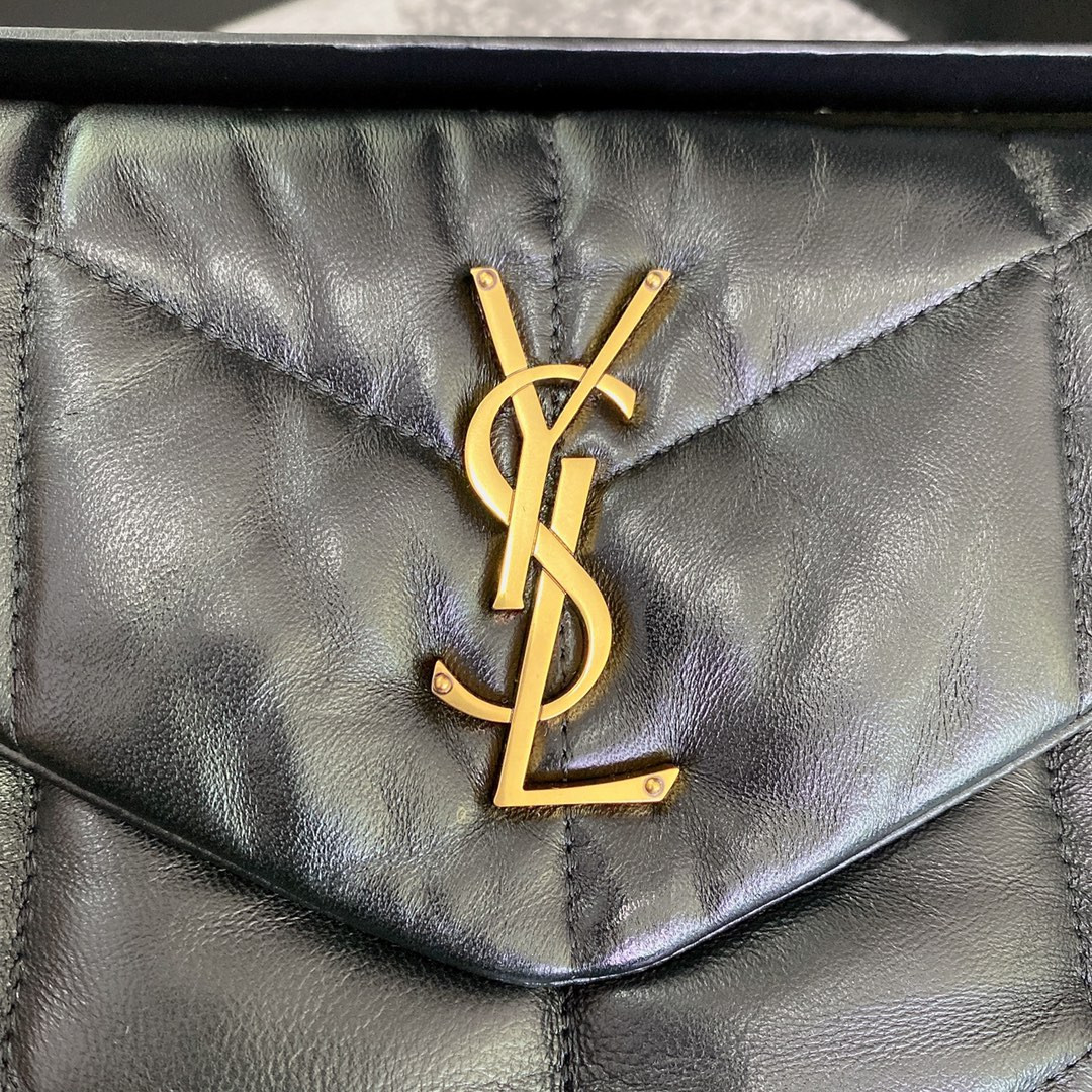 YSL PUFFER SMALL IN NAPPA LEATHER BLACK 11.4 X 6.6 X 4.3 INCHES