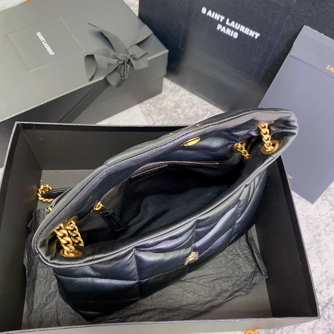 YSL PUFFER SMALL IN NAPPA LEATHER BLACK 11.4 X 6.6 X 4.3 INCHES