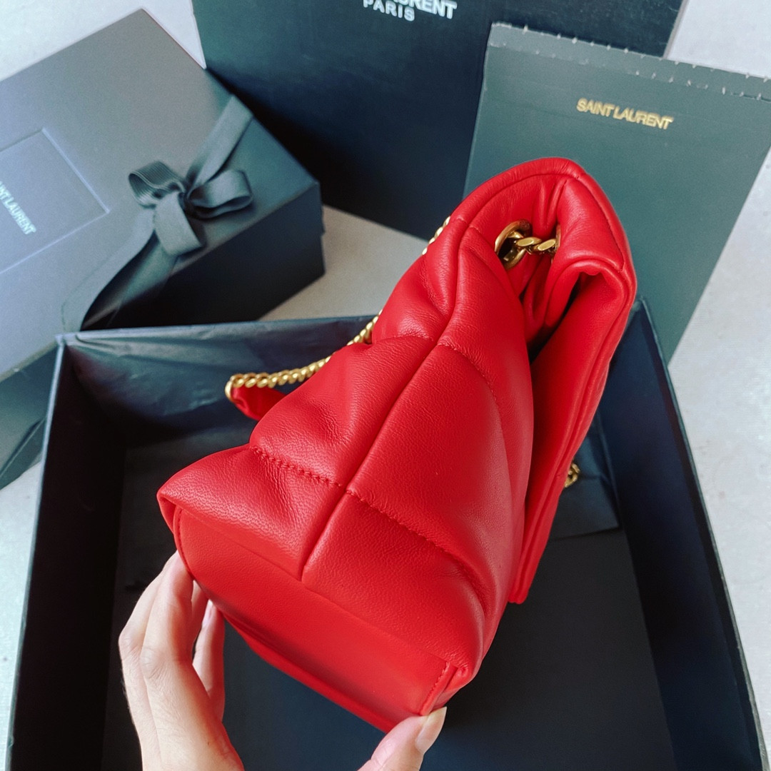 YSL PUFFER SMALL IN NAPPA LEATHER RED 11.4 X 6.6 X 4.3 INCHES