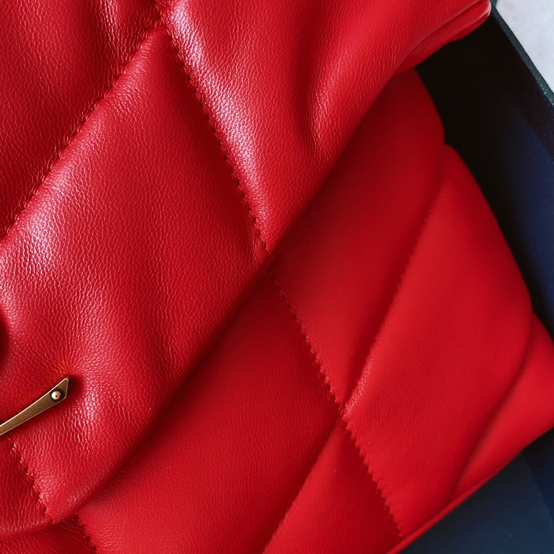 YSL PUFFER SMALL IN NAPPA LEATHER RED 11.4 X 6.6 X 4.3 INCHES