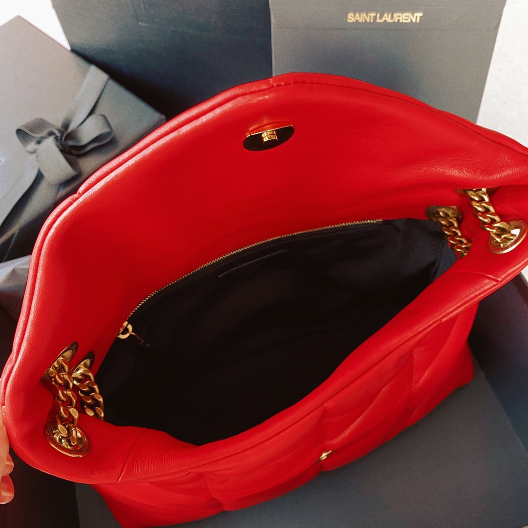 YSL PUFFER SMALL IN NAPPA LEATHER RED 11.4 X 6.6 X 4.3 INCHES