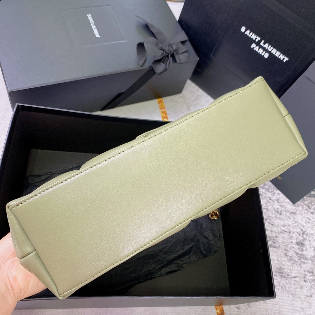 YSL PUFFER SMALL IN NAPPA LEATHER GREEN 11.4 X 6.6 X 4.3 INCHES