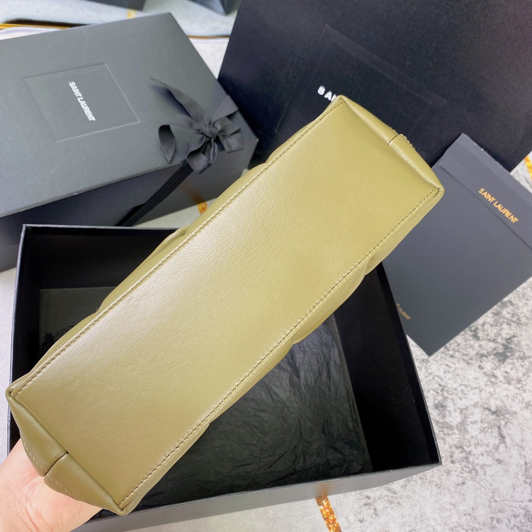 YSL PUFFER SMALL IN NAPPA LEATHER DARK GREEN 11.4 X 6.6 X 4.3 INCHES