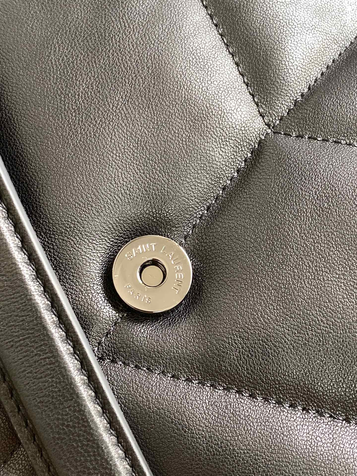 YSL PUFFER MEDIUM IN NAPPA LEATHER ALL BLACK 13.7 X 9 X 5.3 INCHES