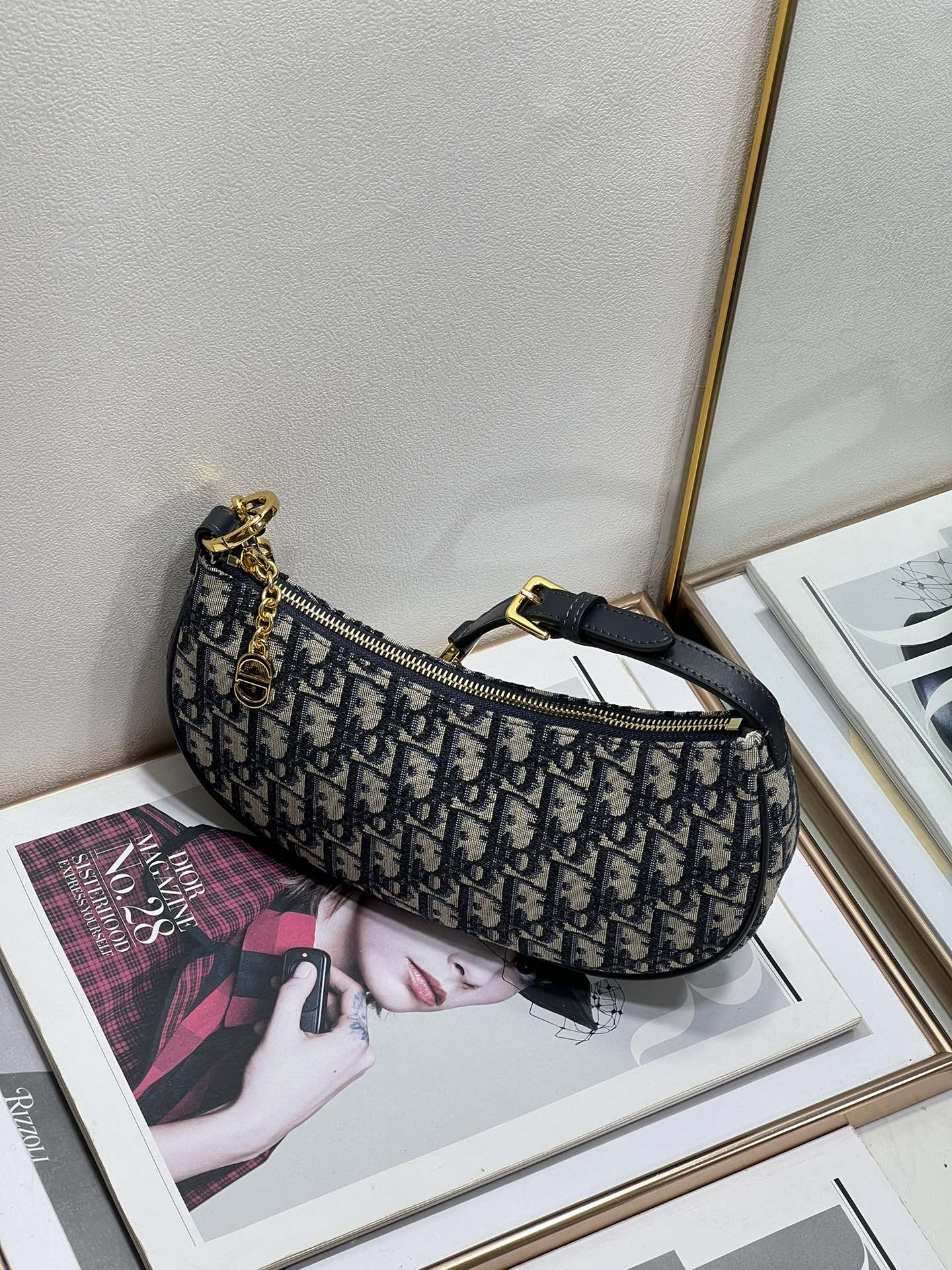 Dior CD Lounge bag blue dior oblique jacquard 26 x 15x 5.5 cm