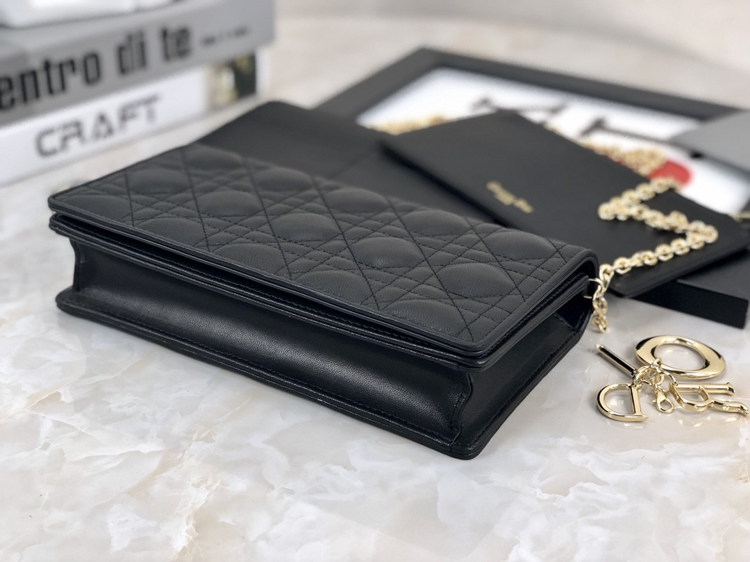 Lady Dior Pouch Black Cannage 8.5 x 4.5 x 1 inches