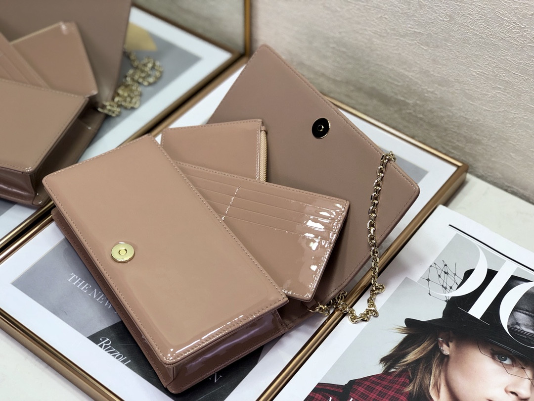 Lady Dior Pouch Rose Des Vents Cannage 8.5 x 4.5 x 1 inches