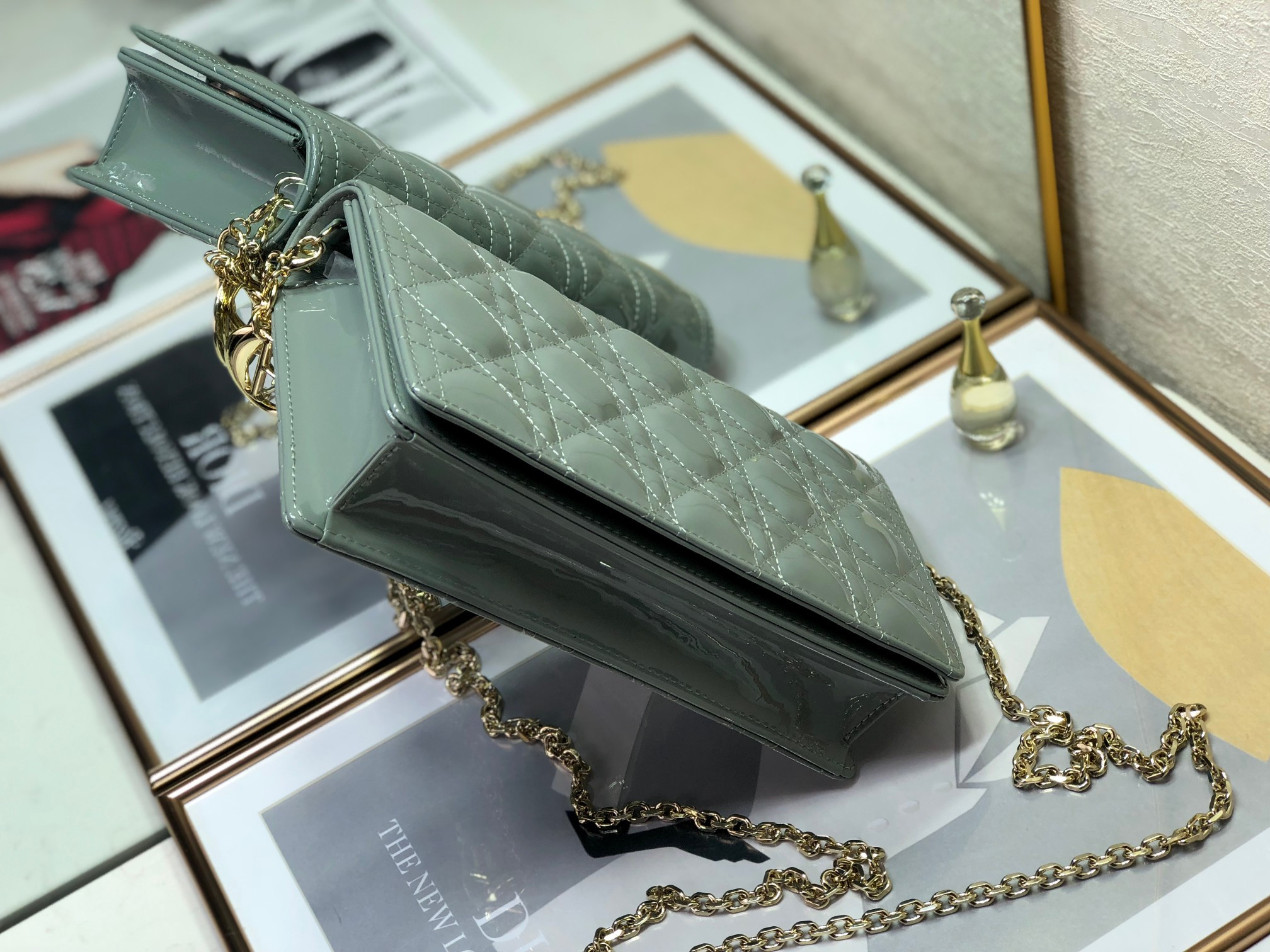 Lady Dior Pouch Cloud Blue Cannage 8.5 x 4.5 x 1 inches