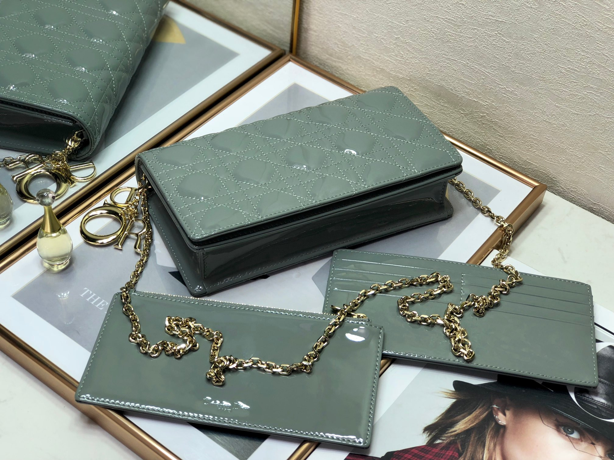 Lady Dior Pouch Cloud Blue Cannage 8.5 x 4.5 x 1 inches