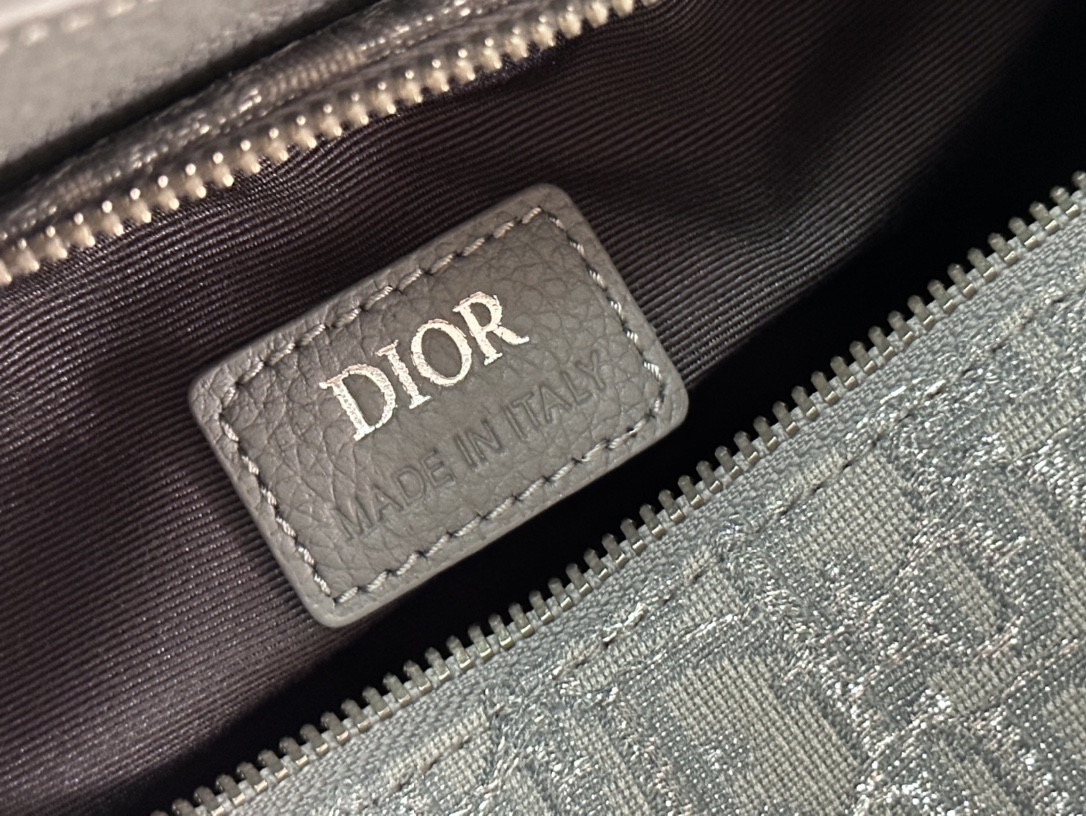 Dior Lingot Toiletry Bag gray white Oblique Mirage Technical Fabric 8.5 x 5 x 4 inches