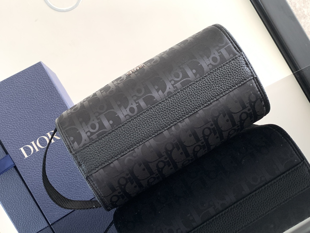 Dior Lingot Toiletry Bag Black Oblique Mirage Technical Fabric 8.5 x 5 x 4 inches